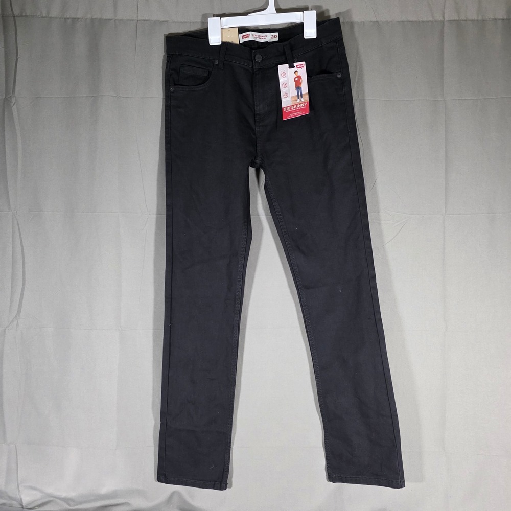 Levis 510 Skinny Performance Jeans Boys Size 20 Reg Black Stretch Adjustable